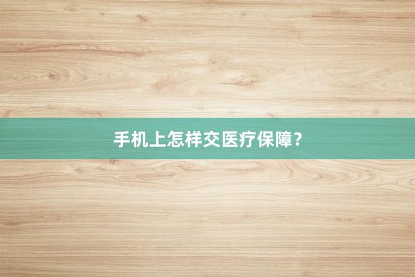 手机上怎样交医疗保障？